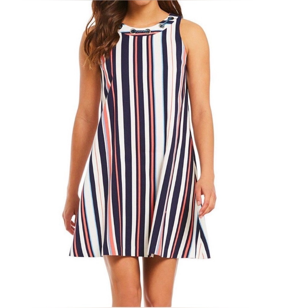Belle Badgley Mischka Cara Nautical Striped Trapeze Mini Dress Size 8